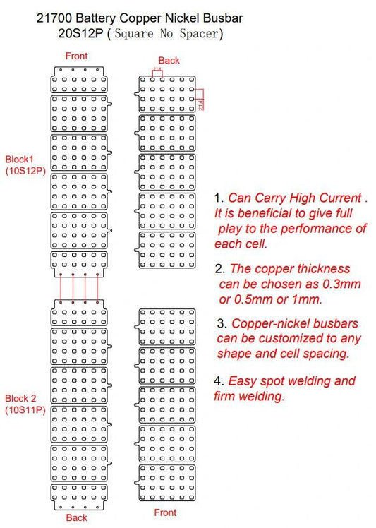 18650 customized Copper-Nickel Composite Busbar for electric bicycle battery