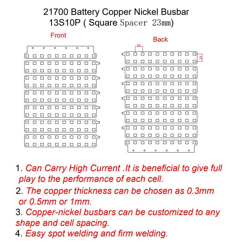 13S10P Copper-Nickel Busbars for 21700 Lithium Batteries – Wellgo