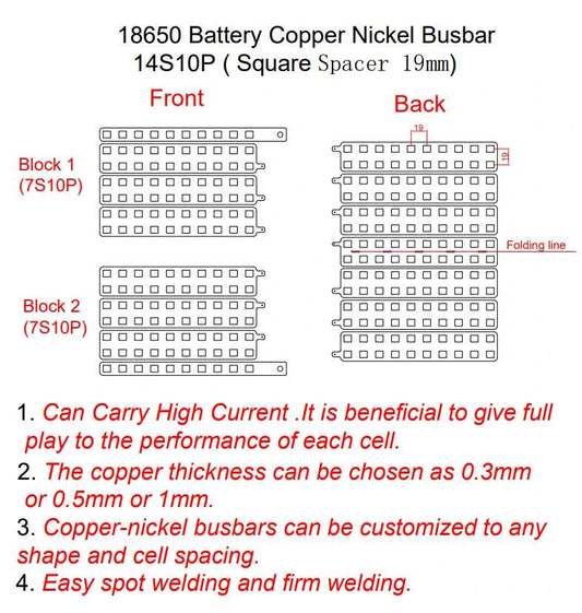 18650 Customized Copper-Nickel Composite Busbar for E-bike battery connections