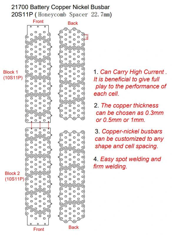 ペインページ 20S11P Copper-Nickel Busbars for 21700 Lithium Batteries – Wellgo