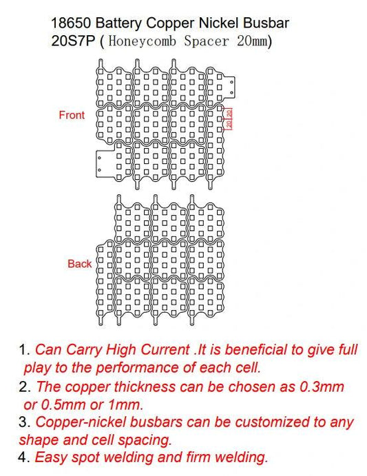 18650 customized Copper-Nickel Composite Busbar for E-bike battery connections