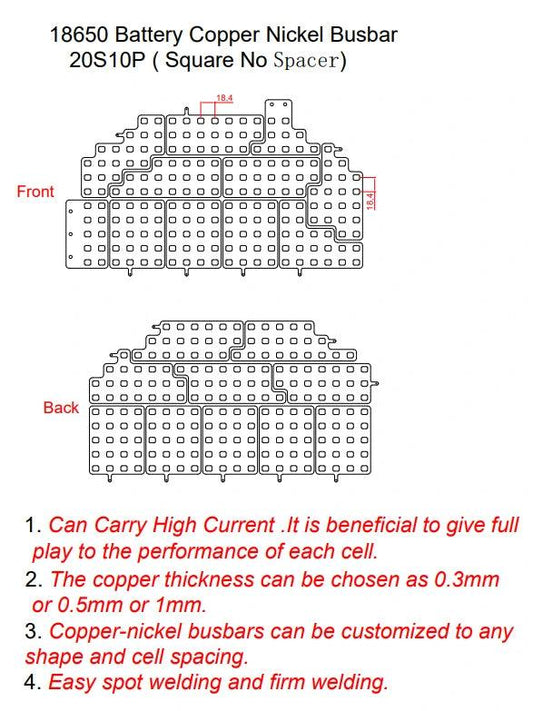 18650 customized Copper-Nickel Composite Busbar for electric bicycle battery