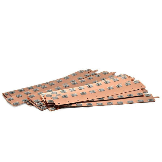 Copper-nickel composite busbar designed for spot welding on 18650 batteries